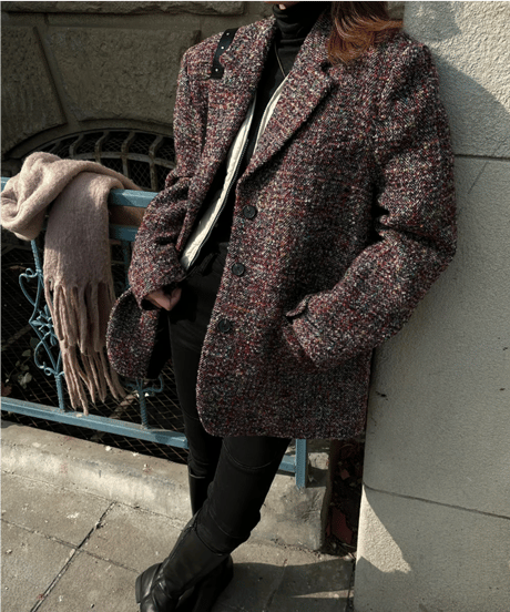 retro tweed jacket / 2color　hm1080