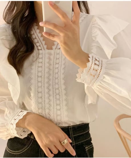 lace sheer blouse / 2color　hm2919