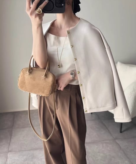 collarless short jacket / 3color　hm2602
