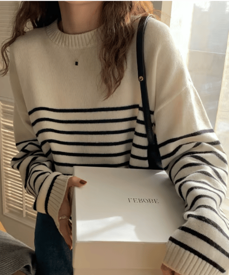 stripe knit top　hm2554