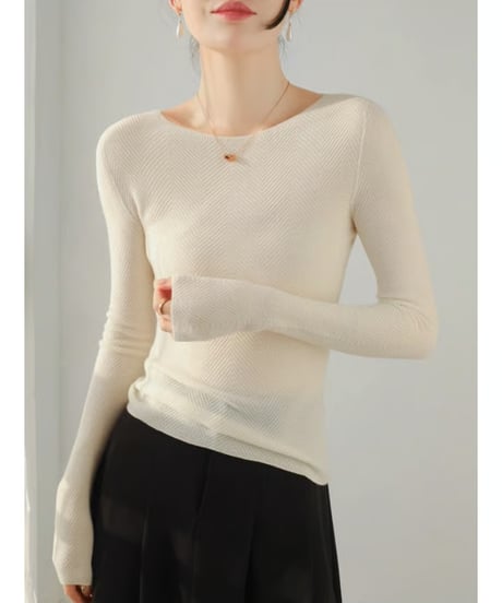 herringbone knit shirts / 4color　hm2781