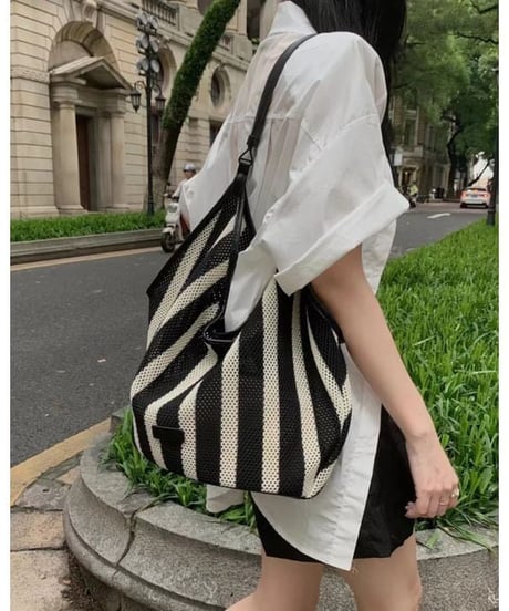 mesh stripe tote / 2size　hm2282