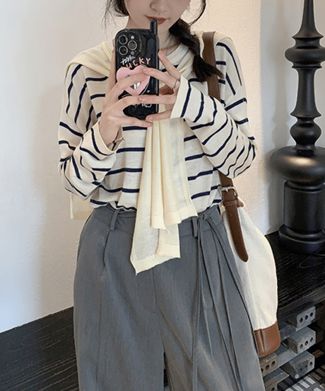 layered knit top / 2color　hm2668