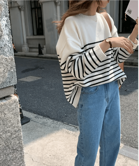 stripe knit top　hm2554