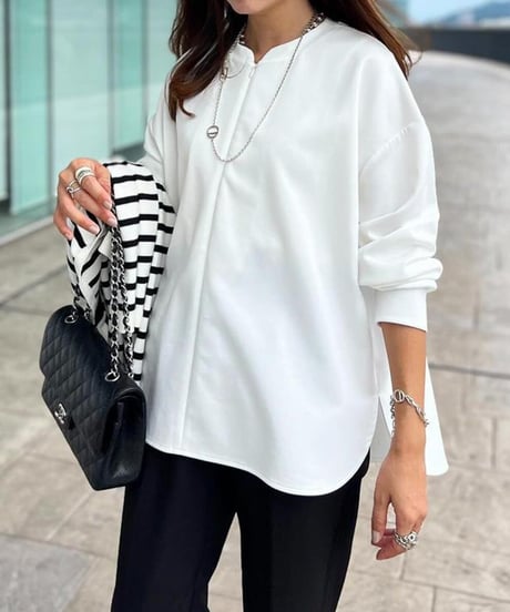key neck tunic top / 4color　hm2608