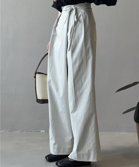 waist ribbon tuck wide pants / 3color　hm1716