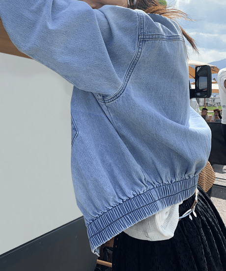 waist gathered denim short jacket　hm1497
