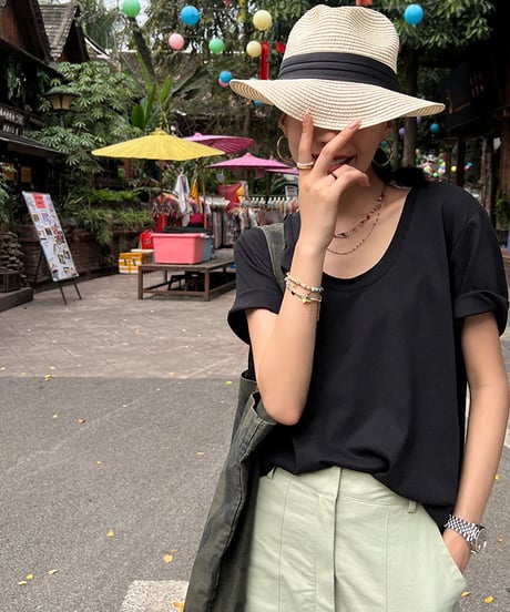 u-neck cotton t-shirt / 3color　hm1308
