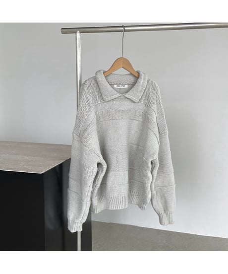 collared cropped knit / 4color　hm2719