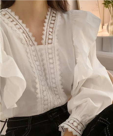lace sheer blouse / 2color　hm2919