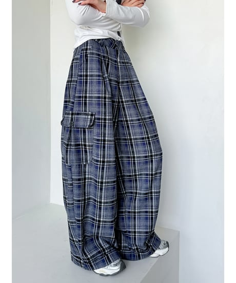 plaid wide pants / 2color　hm2768
