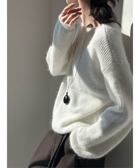 fluffy v-neck knit / 4color　hm2726