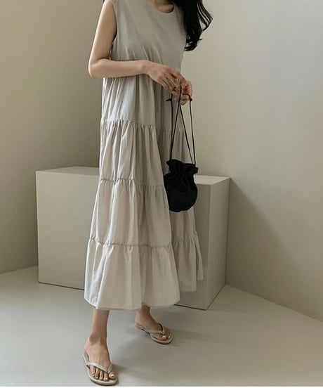 tiered cotton dress / 4color　hm2907