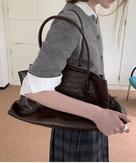asymmetric leather tote bag / 2color　hm2740