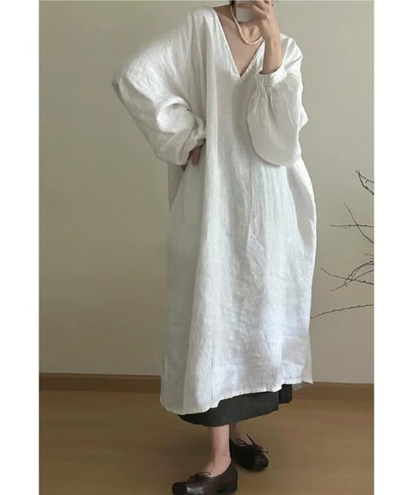 v-neck maxi dress / 2color　hm2537