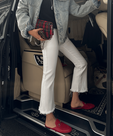 fringe denim pants / 2color　hm1694