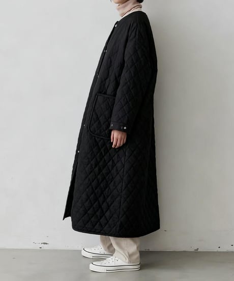 collarless quilted coat　hm2686