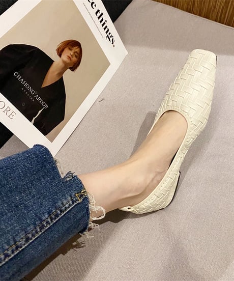 square crochet pumps / 3color　hm1407