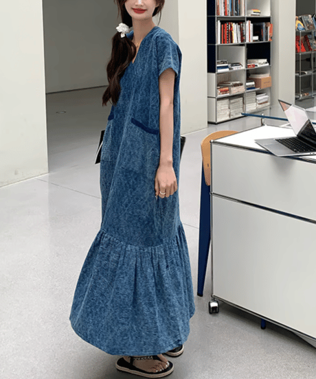 flared denim dress　hm2867