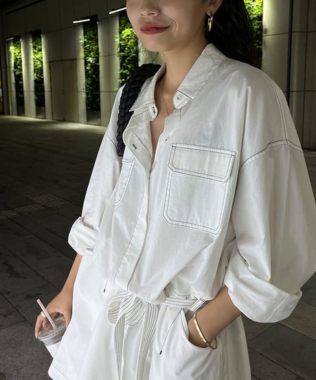 stitched shirt jumpsuit　hm1362