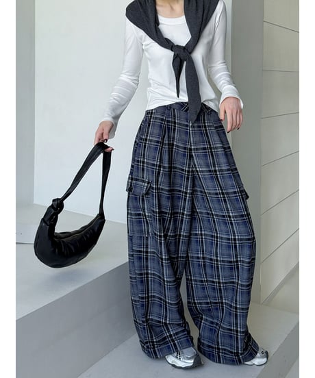 plaid wide pants / 2color　hm2768