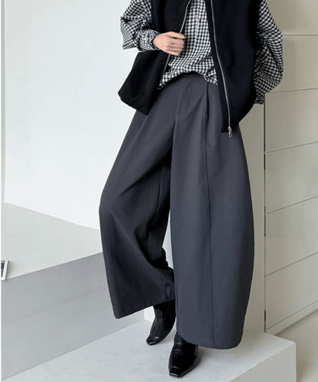 wide silhouette tuck pants / 4color　hm2765