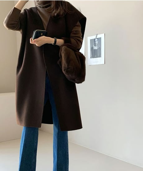 long knit gilet / 3color　hm2594