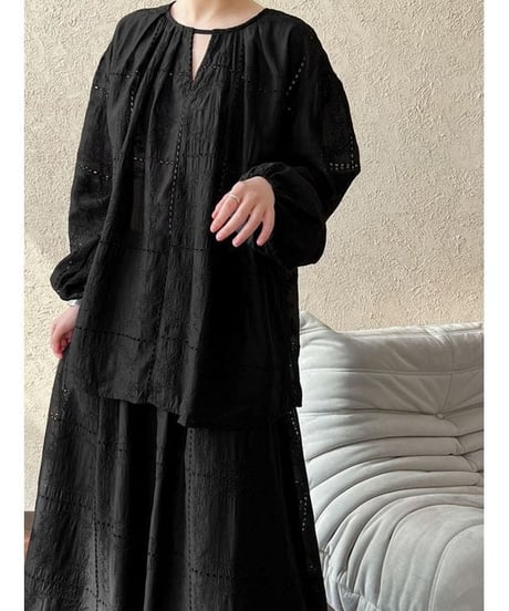 panting lace blouse & skirt  / 2color　hm2340