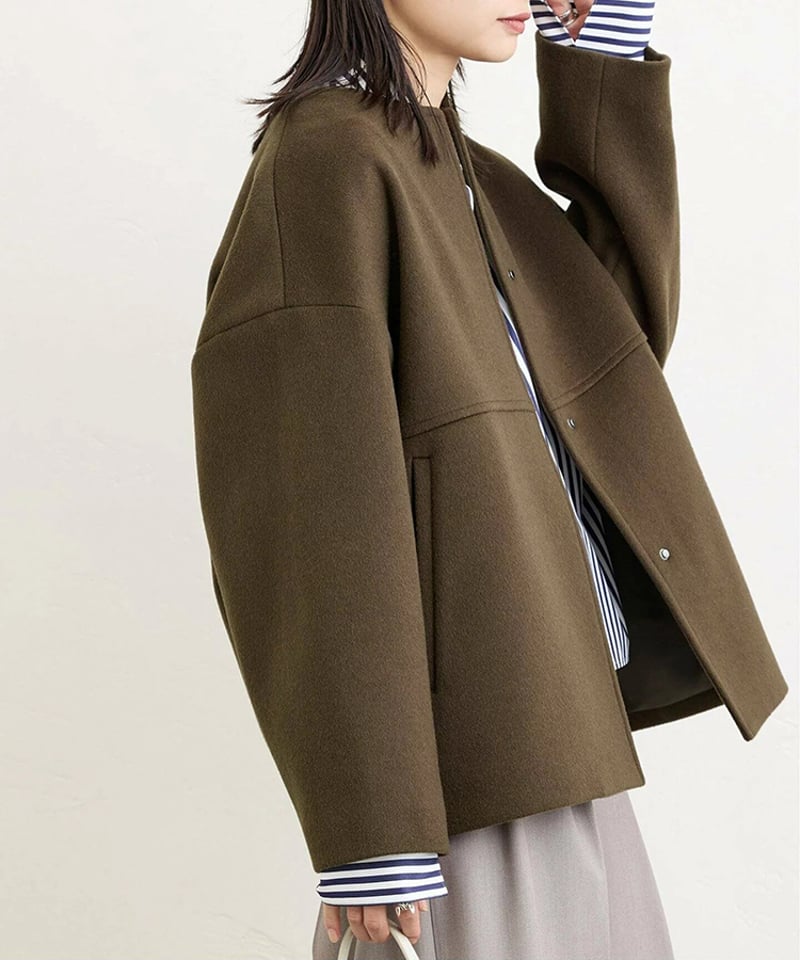collarless short jacket / 4color hm2624 | Her Me