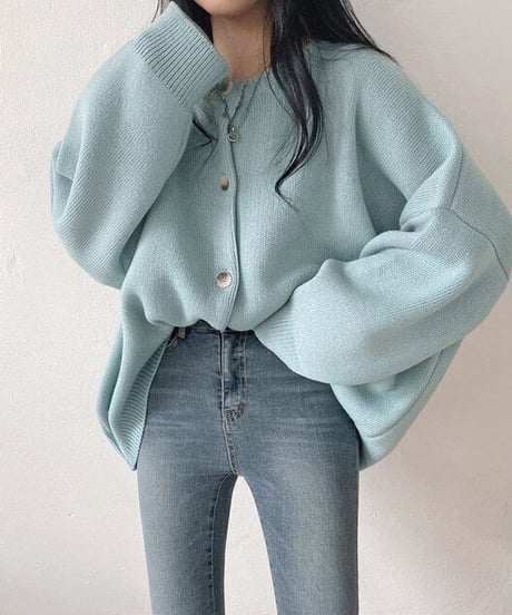 volume knit cardigan   / 4color　hm2605