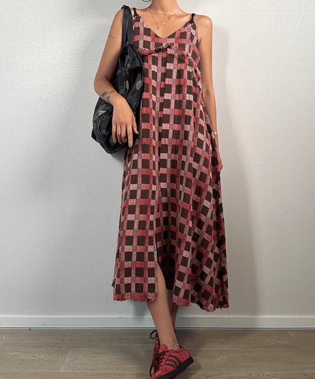 vintage check cami dress / 2color　hm1611
