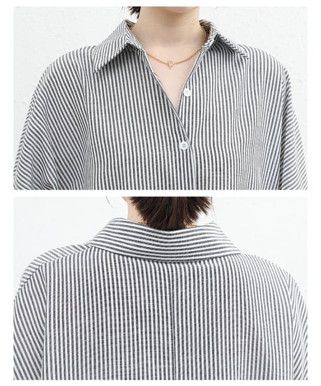 striped shirt dress / 3color　hm2538