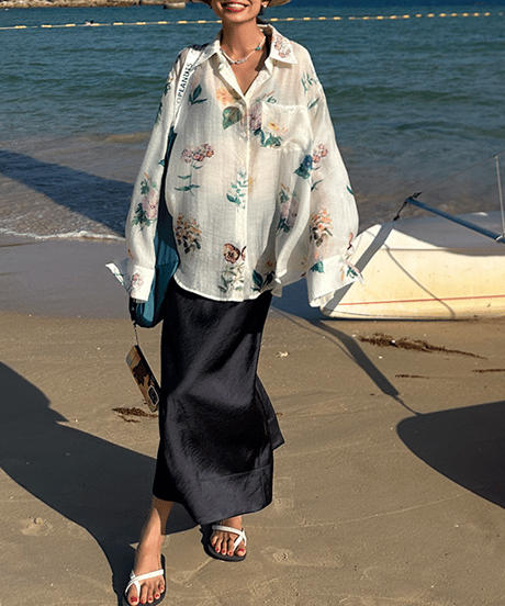 botanical sheer shirt / 2color　hm1882