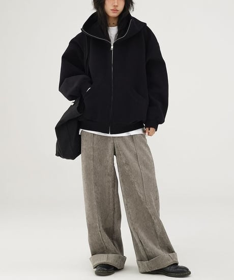 high neck zip hoodie / 2color　hm2745