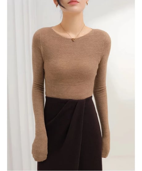 herringbone knit shirts / 4color　hm2781