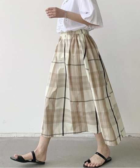 plaid flare skirt / 4color　hm2887