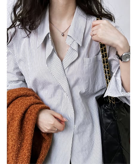 striped irregular blouse / 2color　hm2042