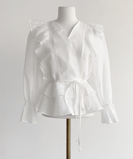 frill wrap blouse / 4color　hm2824