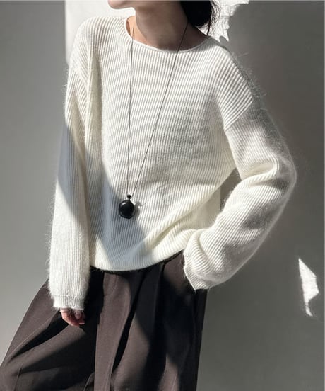 fluffy v-neck knit / 4color　hm2726