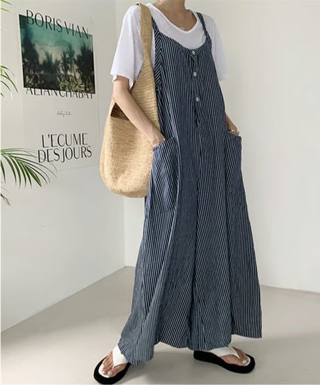 striped overall pants / 3color　hm2944