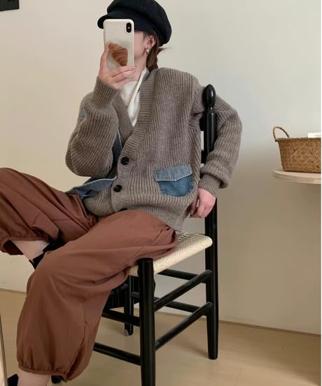denim docking cardigan / 3color　hm2761
