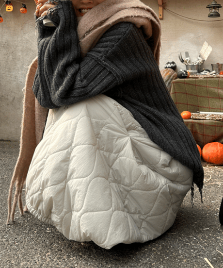 irregular quilted skirt / 2color　hm1056