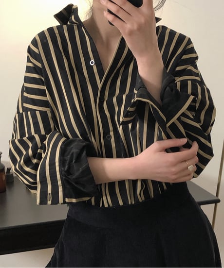 loose-fit striped shirt / 2color　hm1685