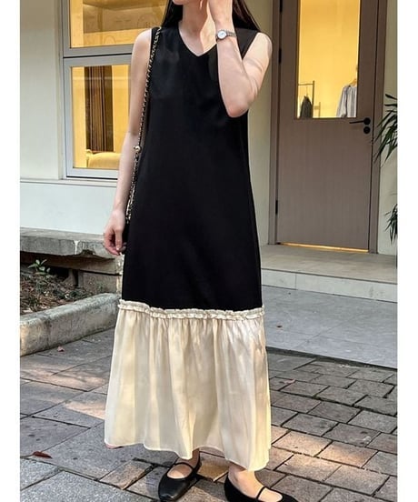 gather maxi dress / 2color　hm2329