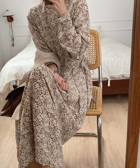 retro flower long dress / 2color　hm1673