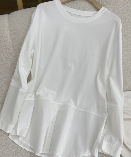 white shirt layered style top　hm1852