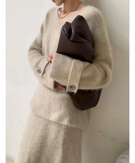 shaggy knit top & skirt set-up 　hm1870