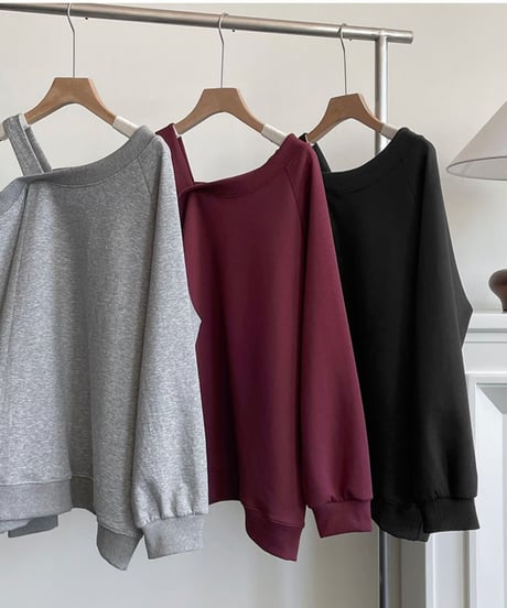 one shoulder loose top / 3color　hm1708