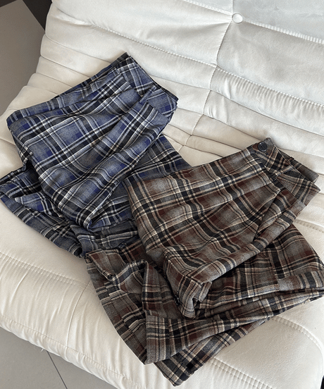 plaid wide pants / 2color　hm2768