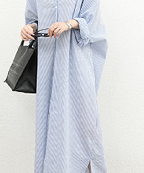 《即納》striped shirt dress / 6color　hm2538